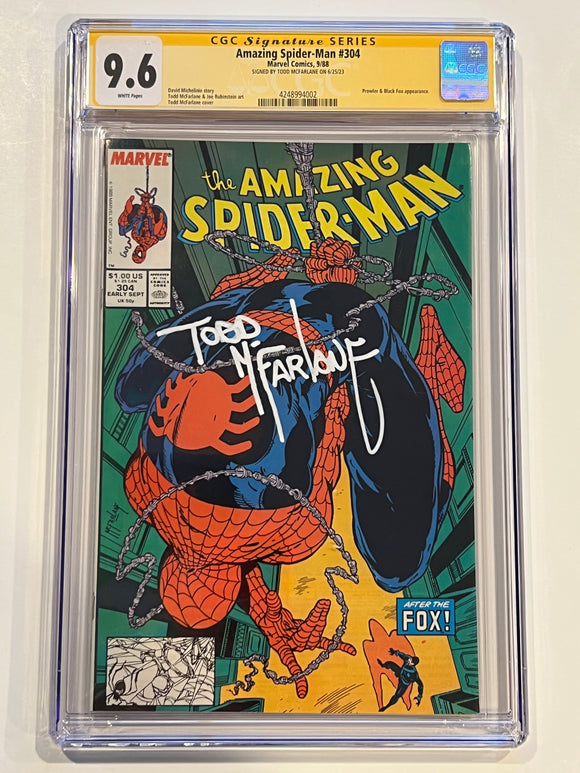 Amazing Spider-Man 304 CGC 9.6 signed by Todd McFarlane