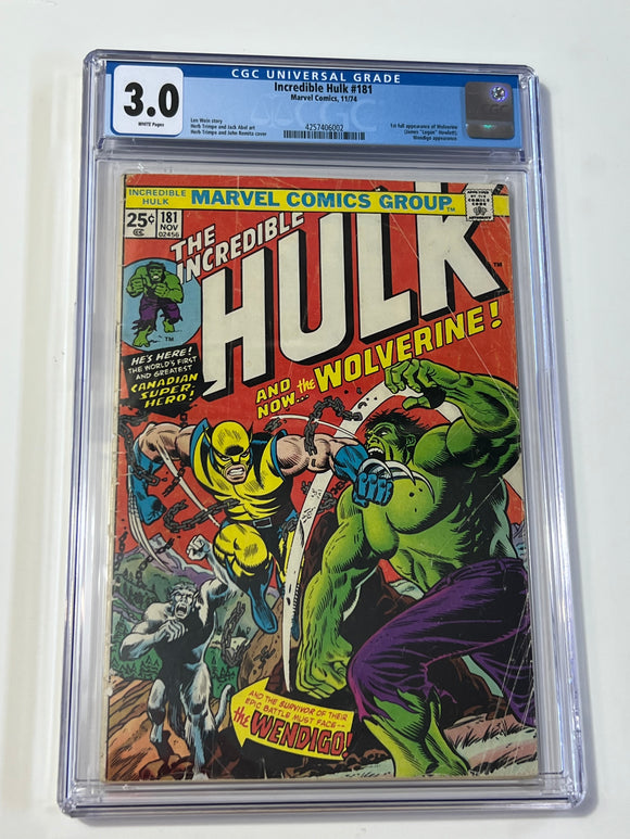 Incredible Hulk 181 CGC 3.0 - 1st Full Wolverine