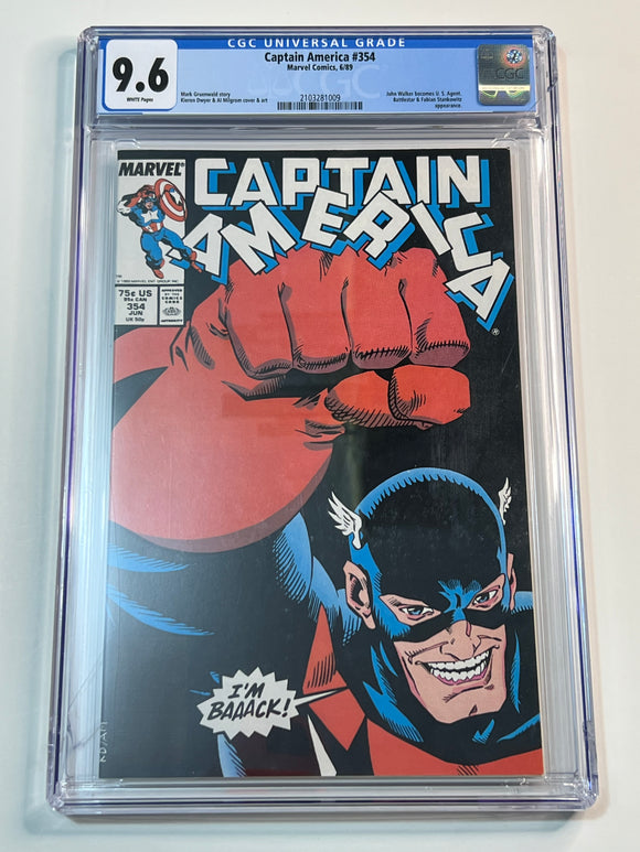 Captain America 354 CGC 9.6 - John Walker becomes U.S. Agent - Thunderbolts movie!! Cracked case