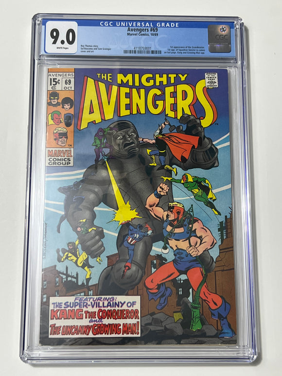 Avengers 69 CGC 9.0 - 1st appearance (cameo) of Squadron Sinister