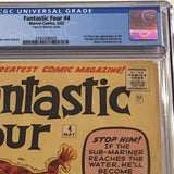 Fantastic Four 4 CGC 3.0 - 1st Silver Age Sub-Mariner - Marvel Comics